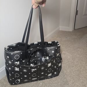 Steve Madden Black & White Logo Tote Set with Matching Mini Pouch